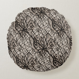 Coussins Ronds Halloween Black Lace Spider Web sans couture