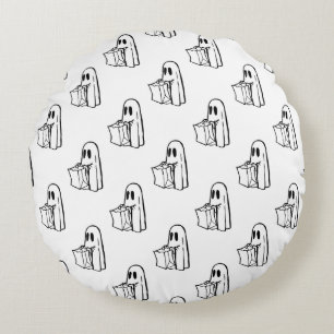 Coussins Ronds Halloween, Blancs Fantômes, Tricoter Ou Traiter, B
