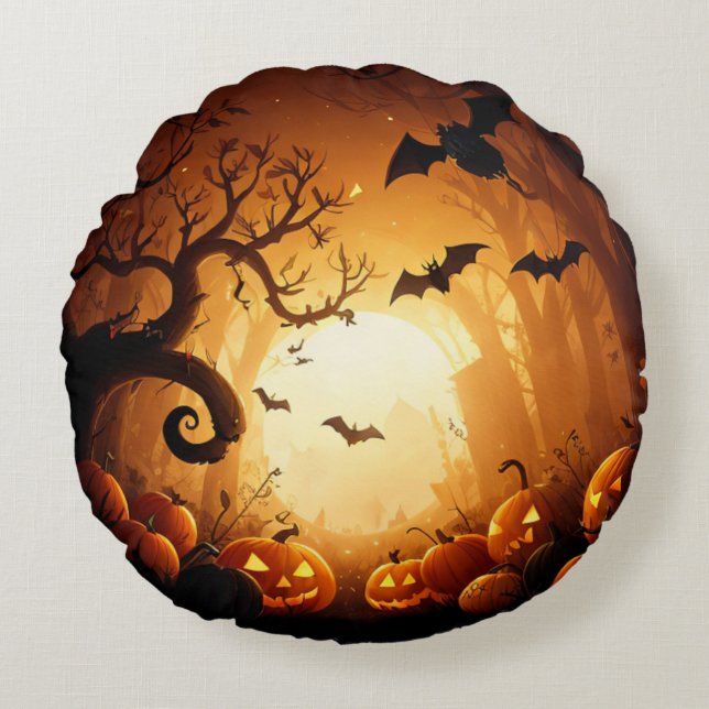 Coussins Ronds Halloween/chauve-souris/Citrouille/automne (Devant)