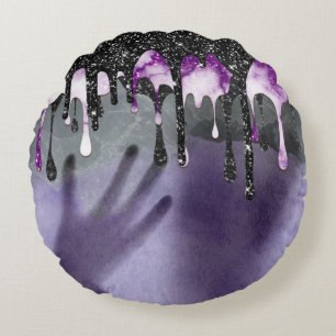 Coussins Ronds Halloween Creepy Purple And Gray Shadow Alien
