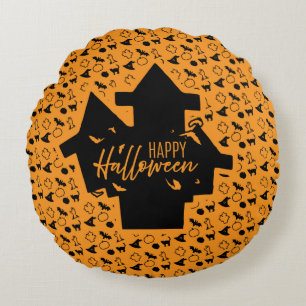 Coussins Ronds Halloween éffrayant Haunted House
