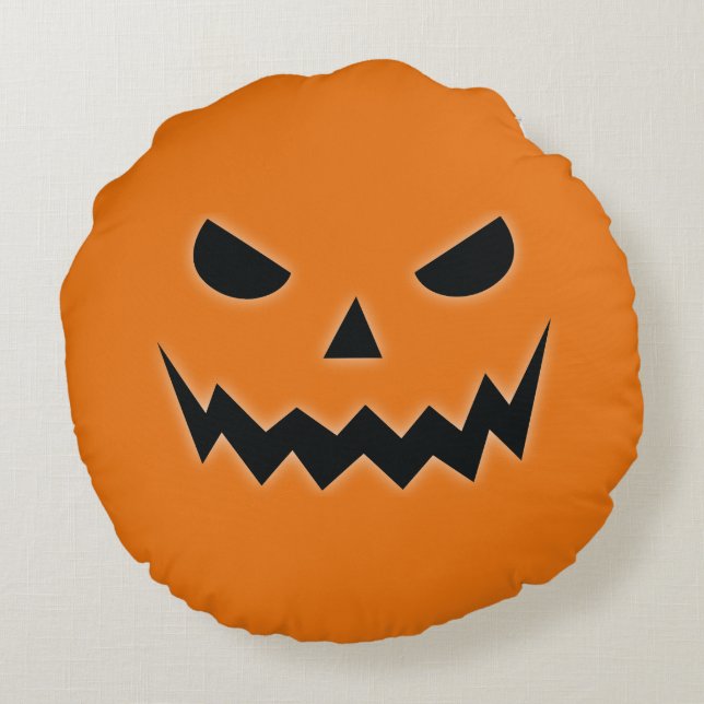 Coussins Ronds Halloween Éffrayant Jack-o'-lantern visage Citroui (Dos)