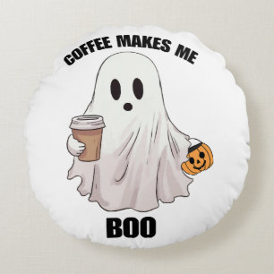 Coussins Ronds Halloween fêteuse au café fantôme