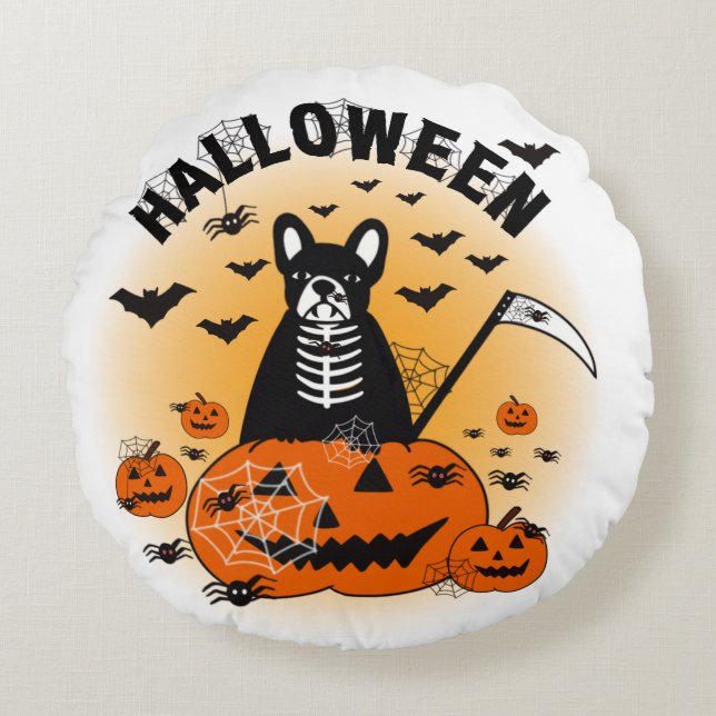 Coussins Ronds Halloween Frenchie (Devant)