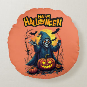 Coussins Ronds Halloween : Ghosts mignons et famille Citrouille