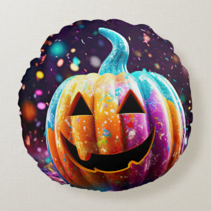 Coussins Ronds Halloween Jack O’Lantern Neon Pop Art