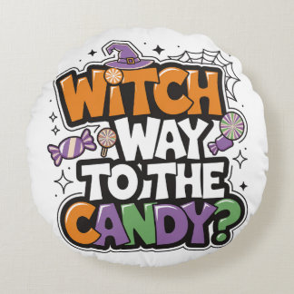 Coussins Ronds Halloween Jetez l'oreiller - Sorcière jusqu'au bon