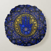 Coussins Ronds Hamsa Main - Main - Fatima Dot Art Lapis Lazuli (Devant)