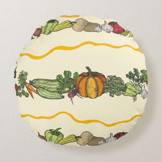 Coussins Ronds Hand drawn seamless pattern of natural vegetables  (Devant)