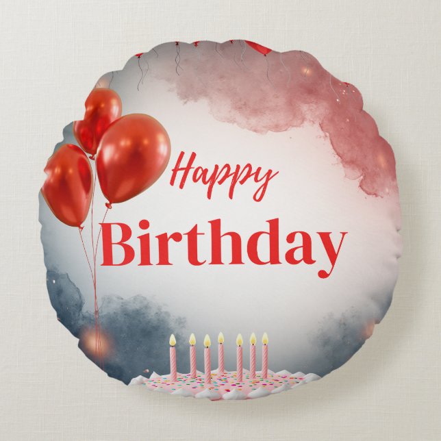 Coussins Ronds Happy Birthday Celebration Pillow (Devant)