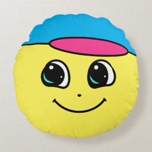 Coussins Ronds Happy Face avec Casquette personnalisable - Coussi
