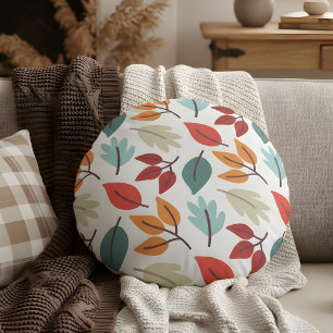 Coussins Ronds Happy Fall Automne coloré feuille motif