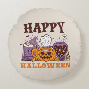 Coussins Ronds Happy Halloween café brasse