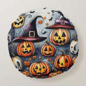 Coussins Ronds Happy Halloween éffrayant traitement ou astuces de (Dos)