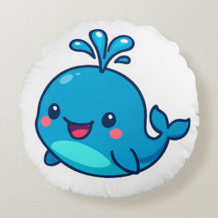 Coussins Ronds Happy Kawaii Baleine Sticker - mignon ami Océan