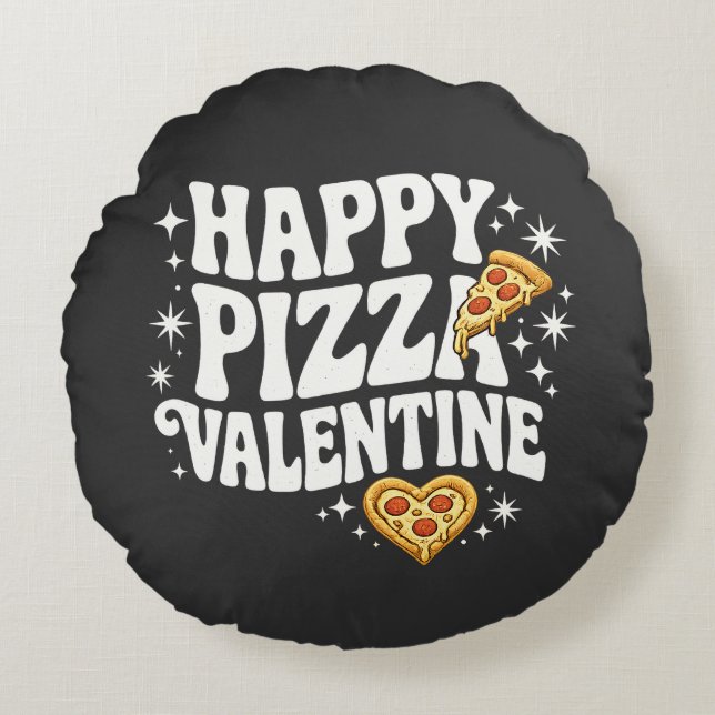 Coussins Ronds Happy Pizza Valentine Funny Pizza Love Design (Devant)