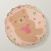 Coussins Ronds Happy Valentine's Day with Teddy Bear (Dos)