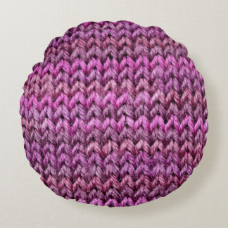 Coussins Ronds Harmonie de Knit : Texture de bande violette