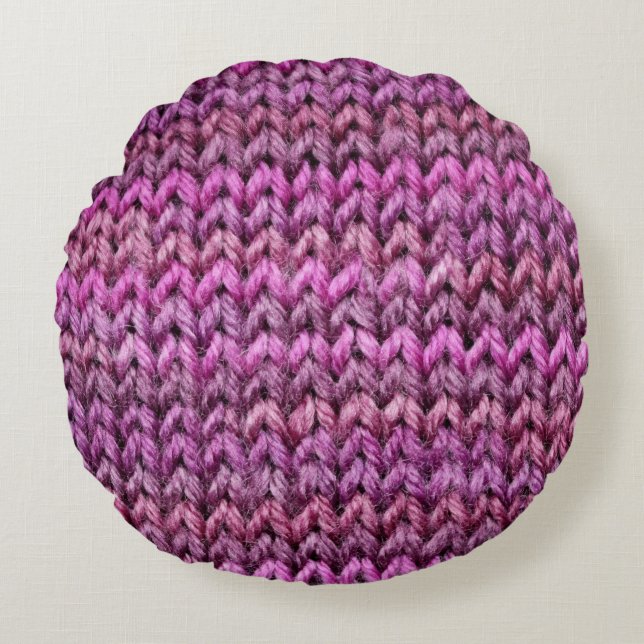 Coussins Ronds Harmonie de Knit : Texture de bande violette (Devant)