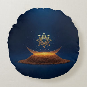 Coussins Ronds Harmonie Dorée – La Résonance Divine du Shree Yant