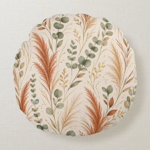 Coussins Ronds Herbe des Pampas en Terracotta Eucalyptus Bohème N