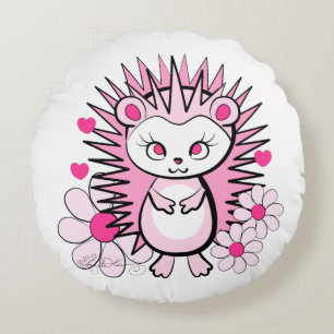 Coussins Ronds Hérisson rose mignon féminin