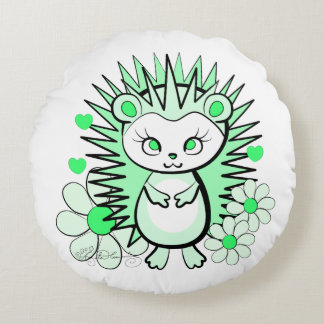 Coussins Ronds Hérisson vert mignon féminin