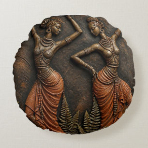 Coussins Ronds Héritage tribal africain Art sculpté