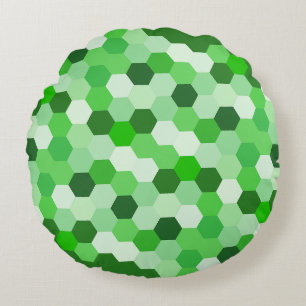 Coussins Ronds Hexagon vert blanc géométrique