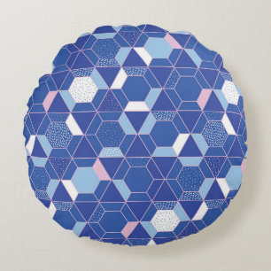 Coussins Ronds Hexagons, triangles : motif abstrait géométrique.