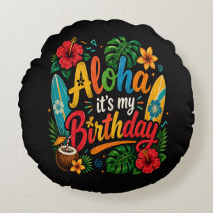 Coussins Ronds Hibiscus Aloha Anniversaire Hawaï