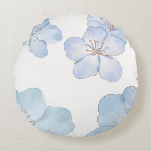 Coussins Ronds Hibiscus Bleu (Devant)