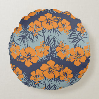 Coussins Ronds Hibiscus flowers seamless pattern,Vintage floral w