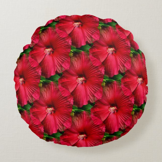 Coussins Ronds Hibiscus rouge....... (Devant)