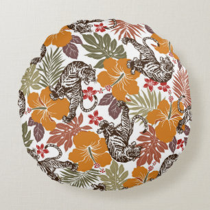 Coussins Ronds Hibiscus tiger motif