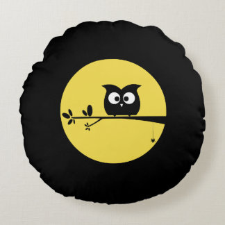 Coussins Ronds Hibou mignon de Halloween avec des couleurs