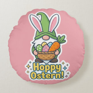 Coussins Ronds High-quality "Hoppy Easter" gnome illustration