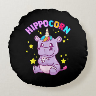 Coussins Ronds Hippo-Corn violet Hippo-Corn Hippopotamus Lover