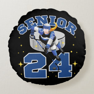 Coussins Ronds Hockey sur glace drôle Senior 2024