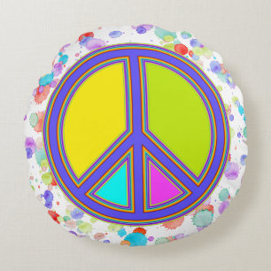 Coussins Ronds holiES - panneau coloré PEACE + vos idées