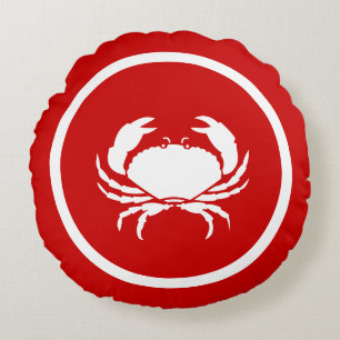 Coussins Ronds Homard rouge et blanc CRABE et homard