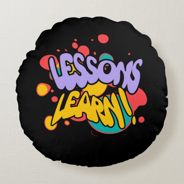 COUSSINS RONDS HOME PAINT SPLASH LESSONS LEARN ROUND PILLOW  (Devant)