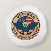 Coussins Ronds Honorer les anciens combattants avec le drapeau am (Dos)