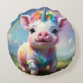 Coussins Ronds "Hooves magiques : le cochon de licorne arc-en-cie (Dos)