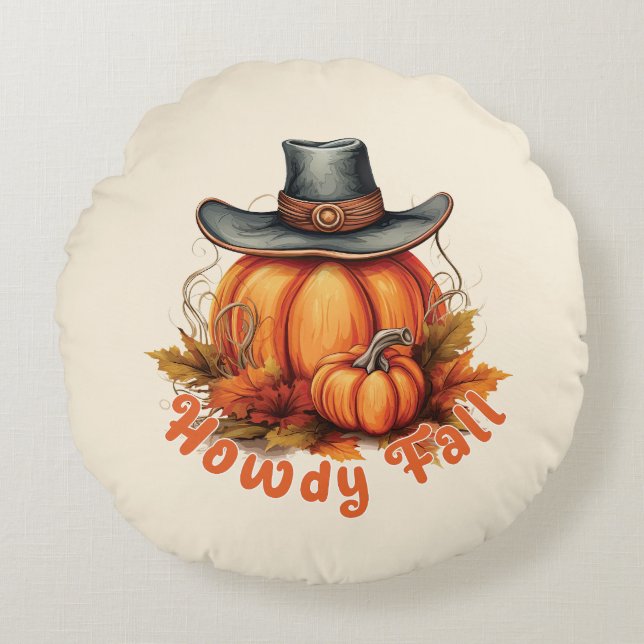 Coussins Ronds Howdy Fall - Vibes d'automne rustiques (Devant)