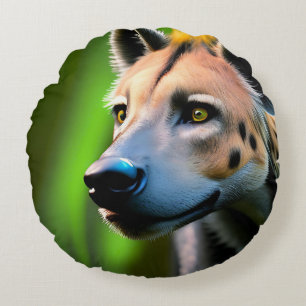 Coussins Ronds Hyéna Attaque En Regardant Sa Proie,