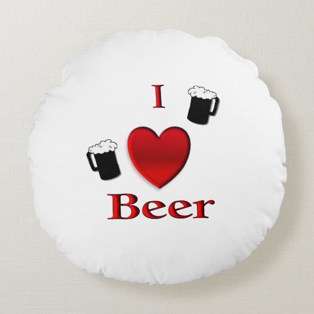 Coussins Ronds I Heart Beer Design (Devant)