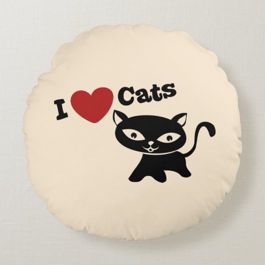 Coussins Ronds I love cats (Devant)