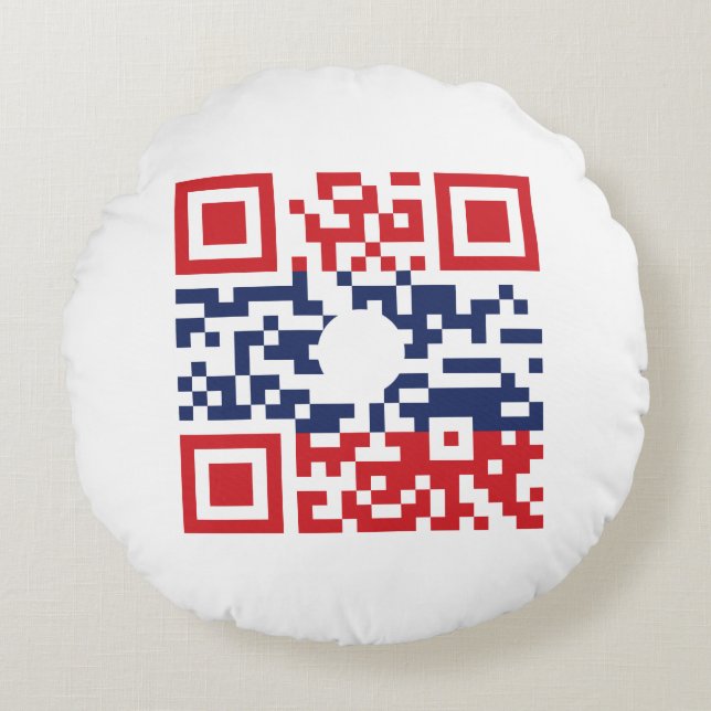 Coussins Ronds I Love Laos (Khoy Huk Lao) Drapeau QR Code | Geek  (Devant)