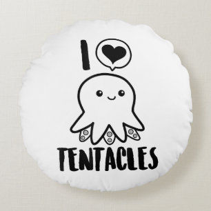 Coussins Ronds I Love Tentacles T-shirt Cute Octopus Tee